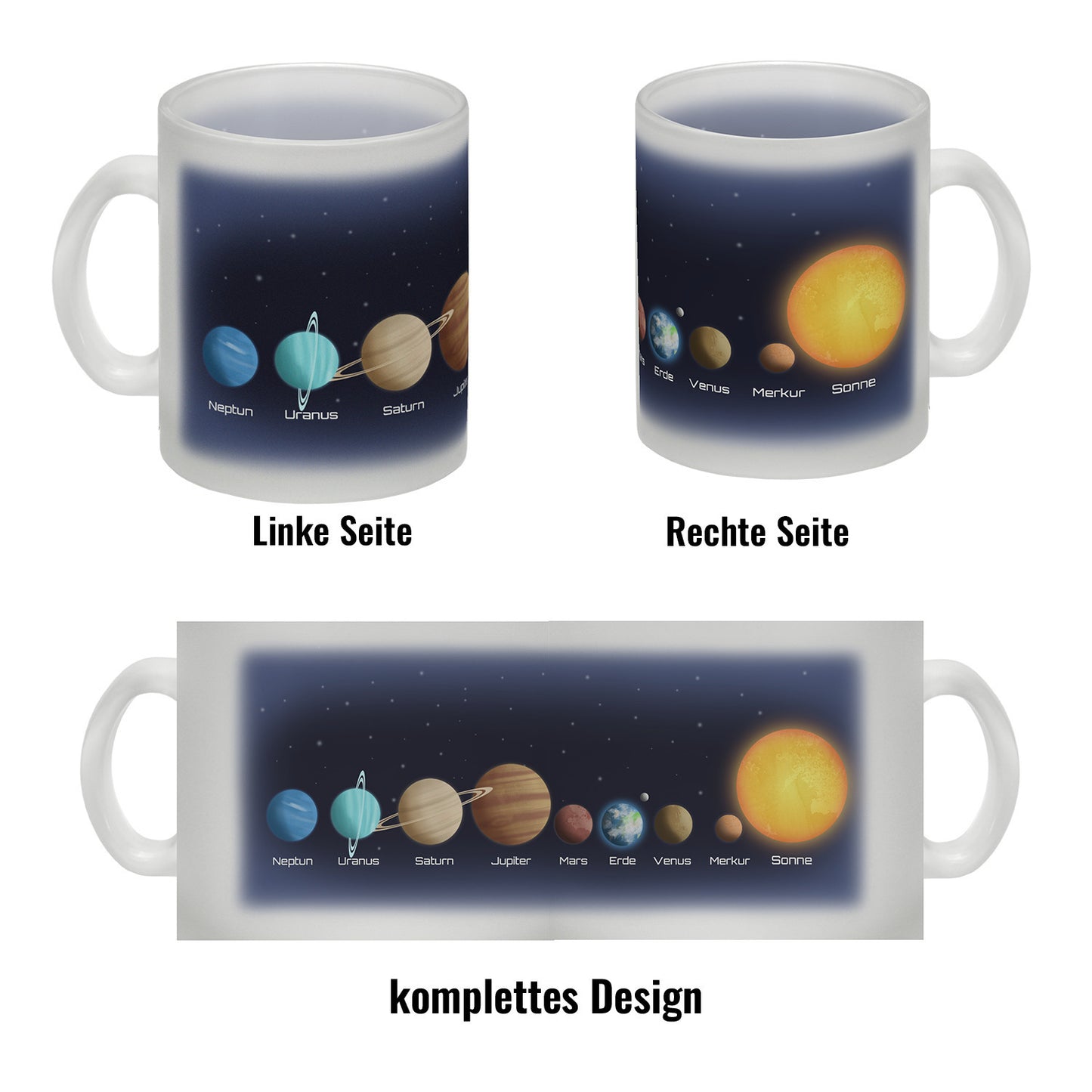 Planeten des Sonnensystems Glas Tasse