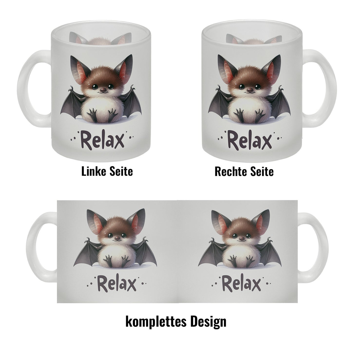 Baby Fledermaus Glas Tasse mit Spruch Relax