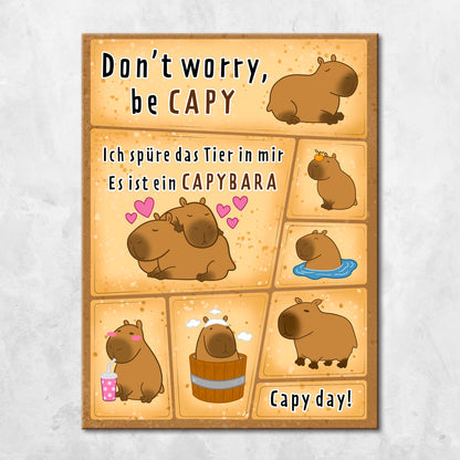 Capybara Magnet Set mit Spruch Dont worry be capy