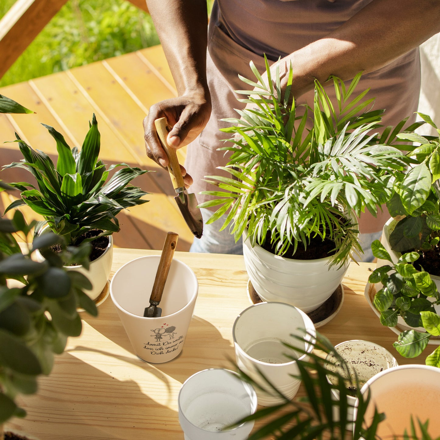 Verliebtes Pärchen Blumentopf mit Spruch Ich denke immer an dich