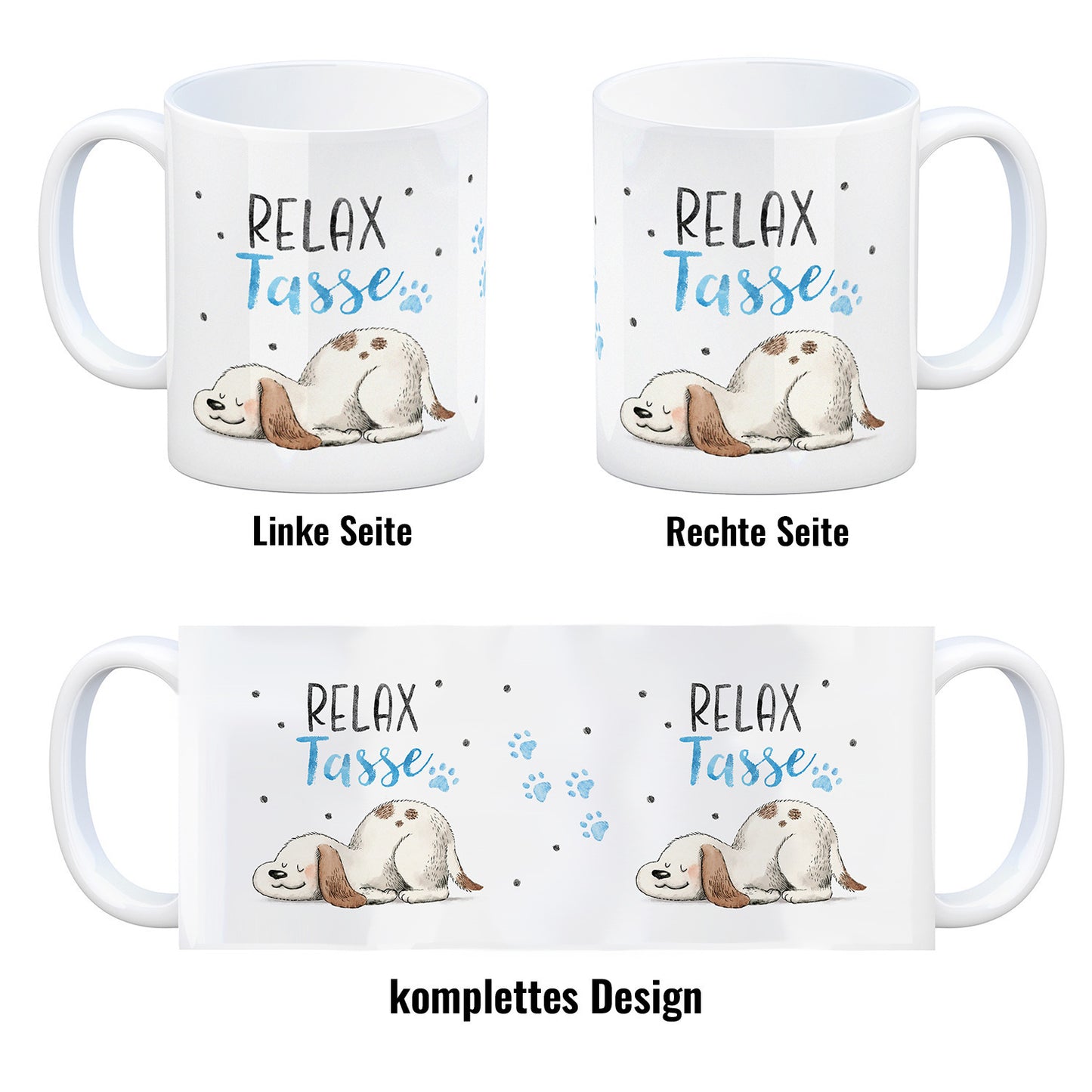 Relaxter Hund Kaffeebecher mit Spruch Relax Tasse