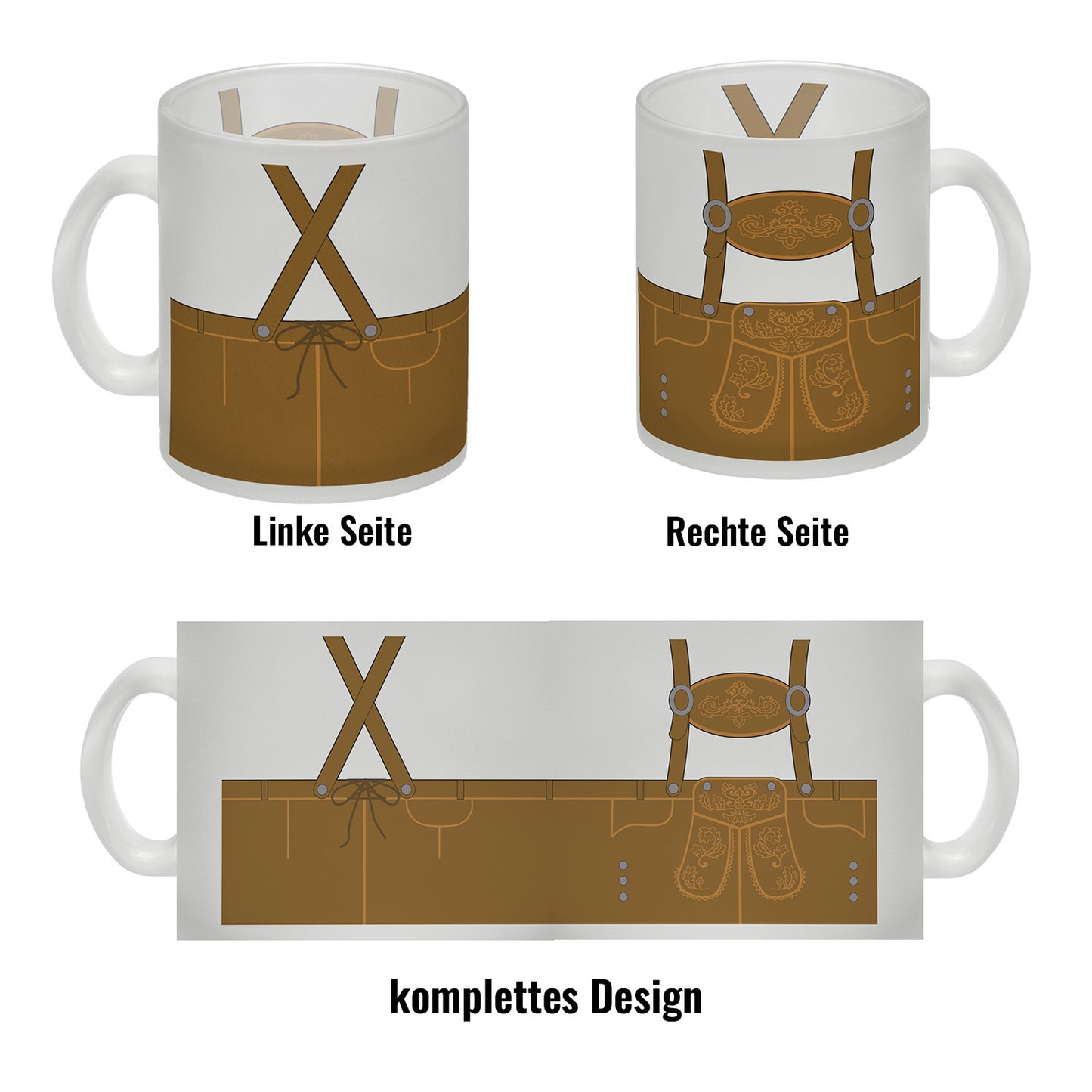 Lederhosen-Motiv Glas Tasse