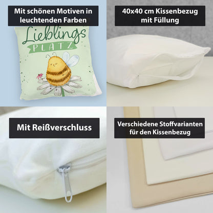 Pummel Biene Kuschelkissen mit Spruch Lieblingsplatz