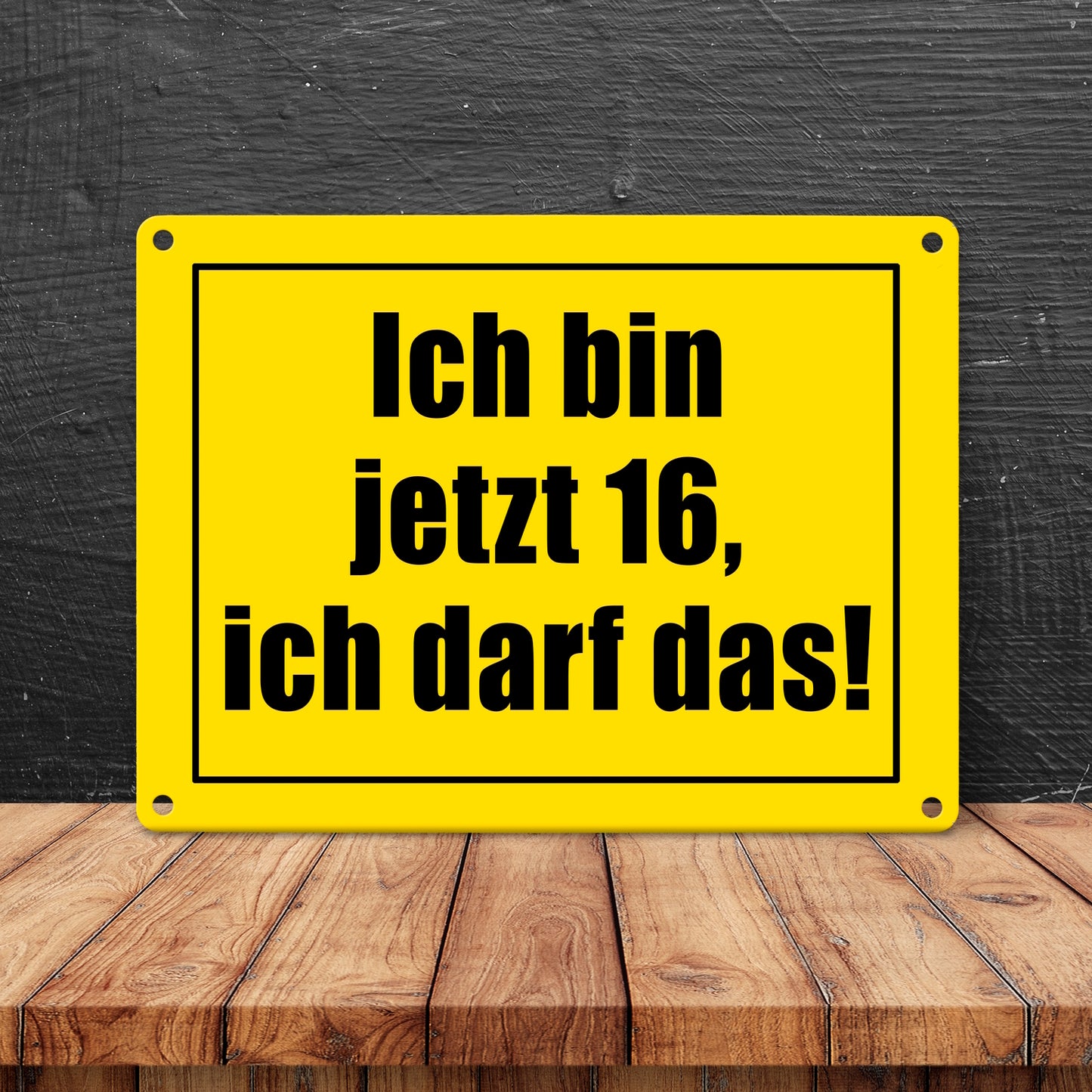 Warnschild Metallschild in 15x20 cm mit Spruch Ich bin jetzt 16 ich darf das