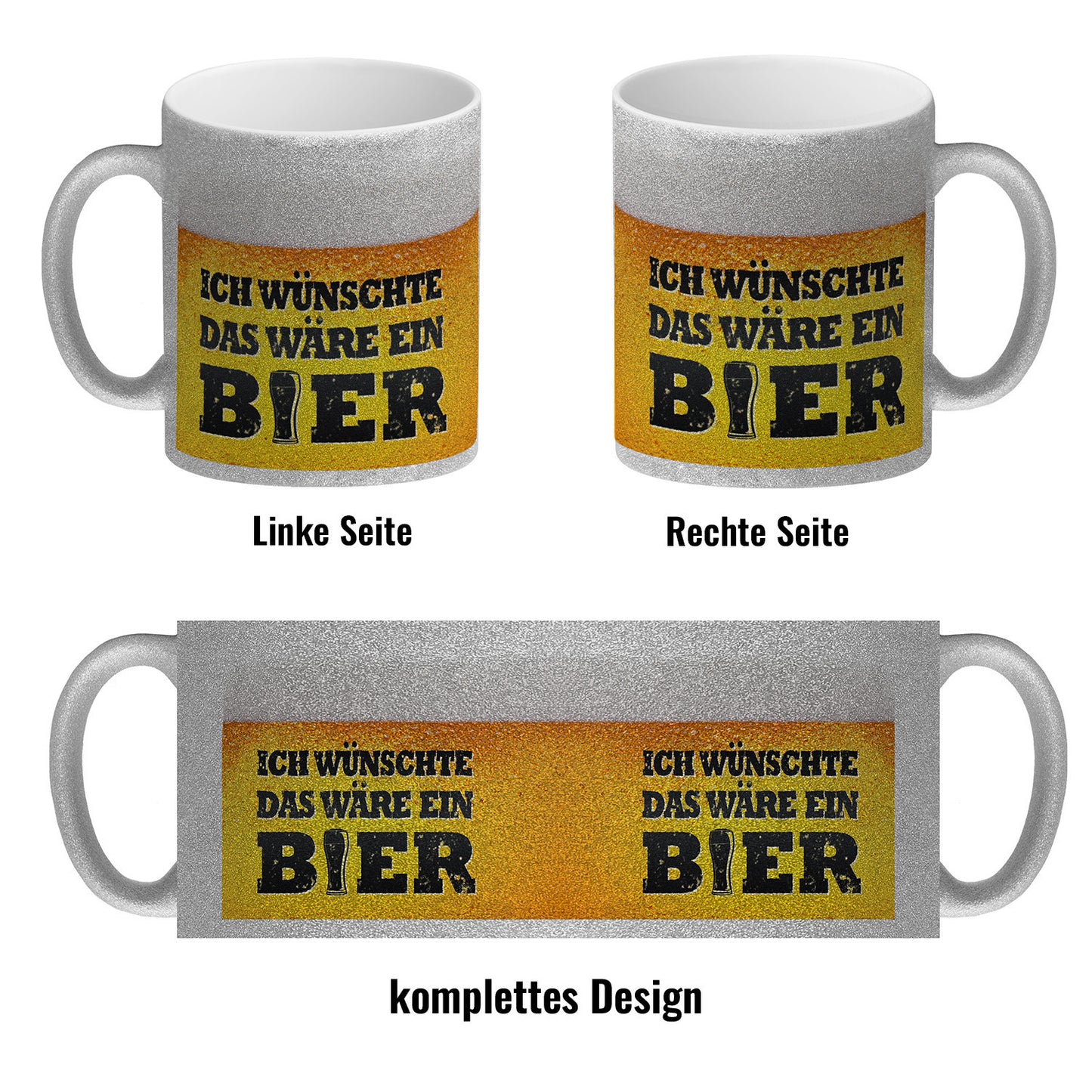 Ich wünschte das wäre ein Bier Glitzer-Kaffeebecher mit Biermotiv