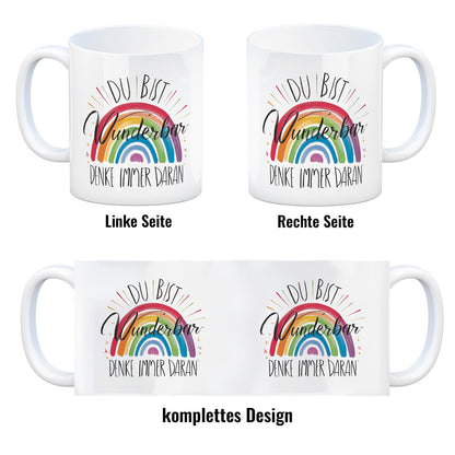 Regenbogen Kaffeebecher - Du bist wunderbar