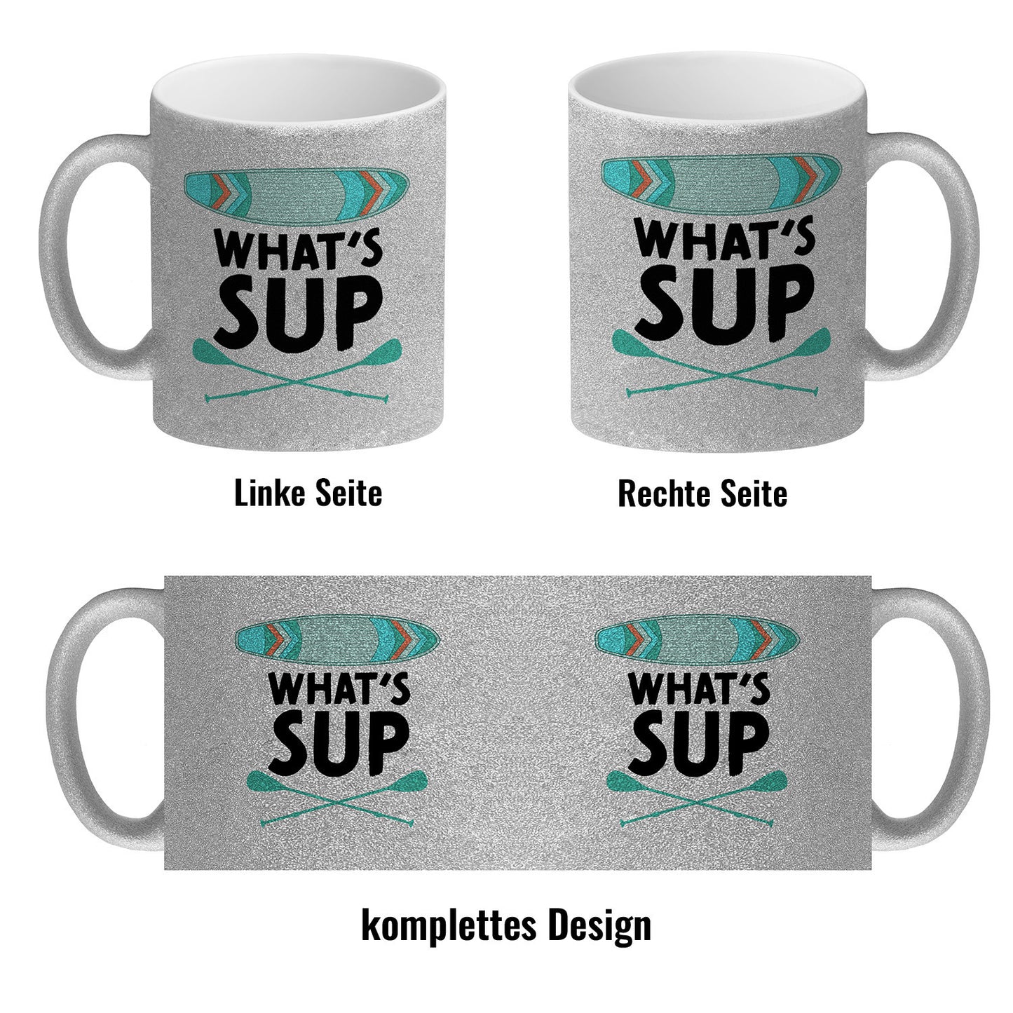 What's sup Glitzer-Kaffeebecher für stand up paddler