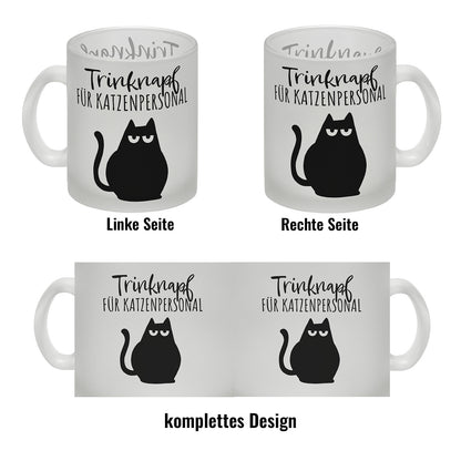 Katze Glas Tasse mit Spruch Trinknapf für Katzenbesitzer