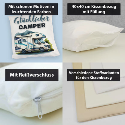 Wohnmobil Kuschelkissen mit Spruch Glücklicher Camper