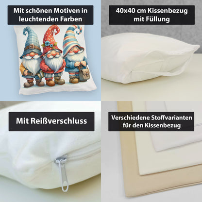 Kobolde mit bunten Mützen Kuschelkissen