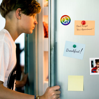 Regenbogenflagge und Peacezeichen Magnet rund