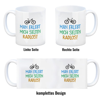 Man erlebt mich selten radlos Mountainbike Kaffeebecher