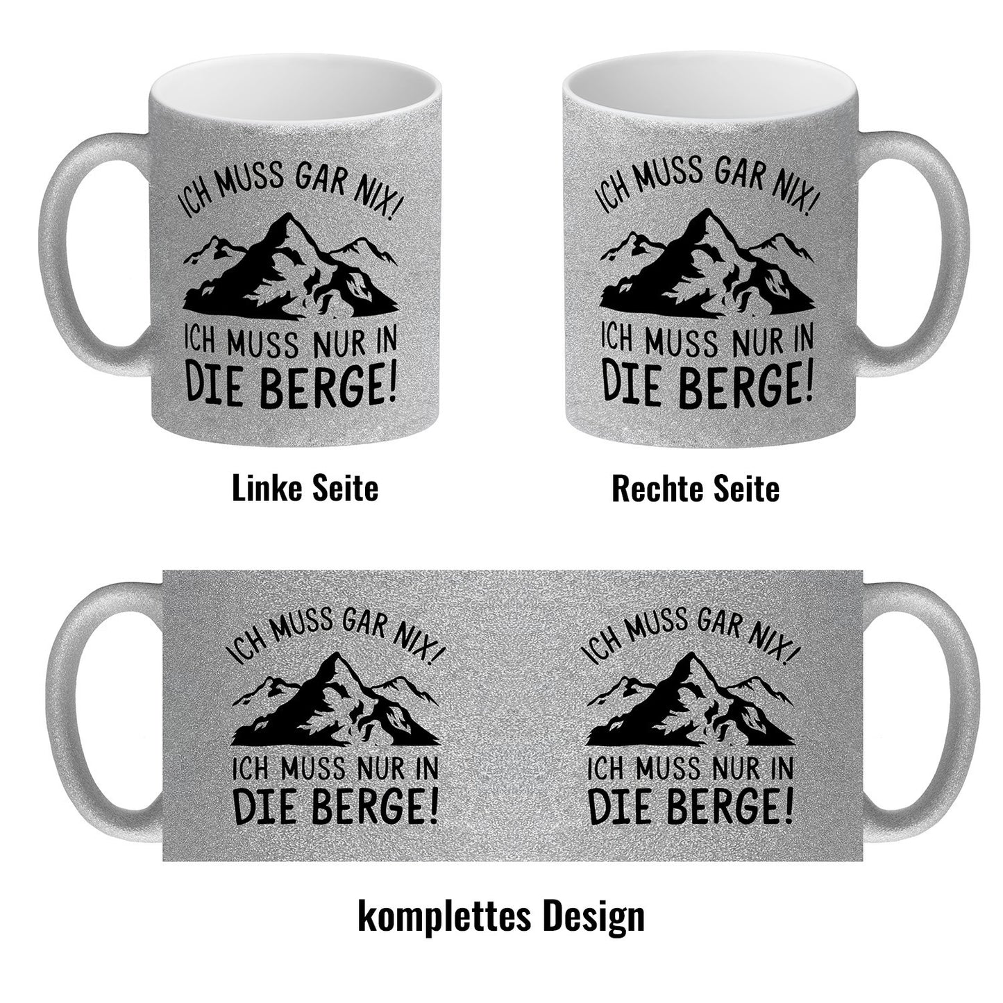 Ich muss nur in die Berge Glitzer-Kaffeebecher