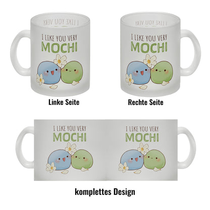 Mochi Freunde Glas Tasse mit Spruch I like you very Mochi