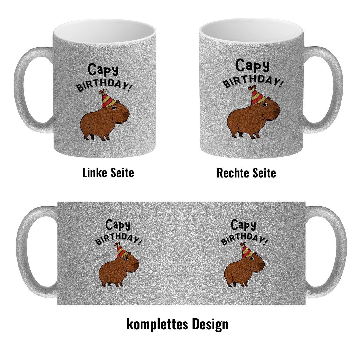 Capy Birthday Glitzer-Kaffeebecher mit niedlichem Capybara