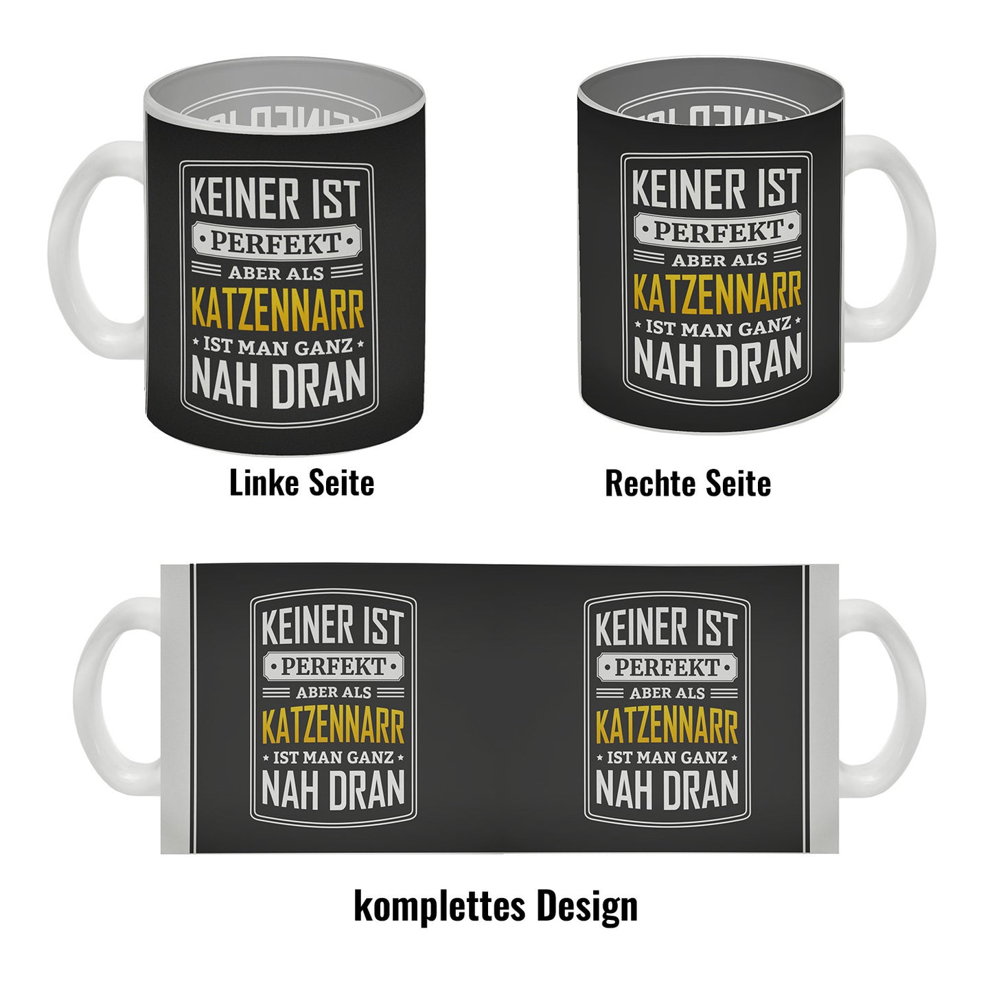 Keiner ist perfekt, aber als Katzennarr ist man ganz nah dran Glas Tasse mit Retro Motiv