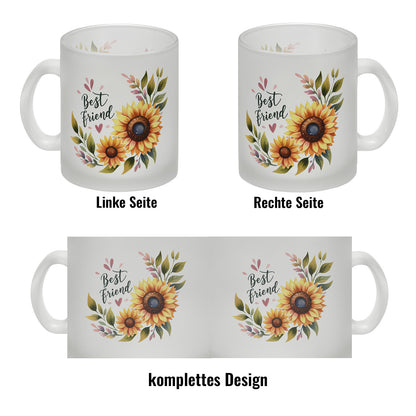 Beste Freundin Sonnenblume Glas Tasse mit Spruch Best friend