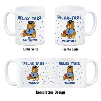 Relax Tasse für Polizisten Kaffeebecher mit hübschem Bär-Motiv