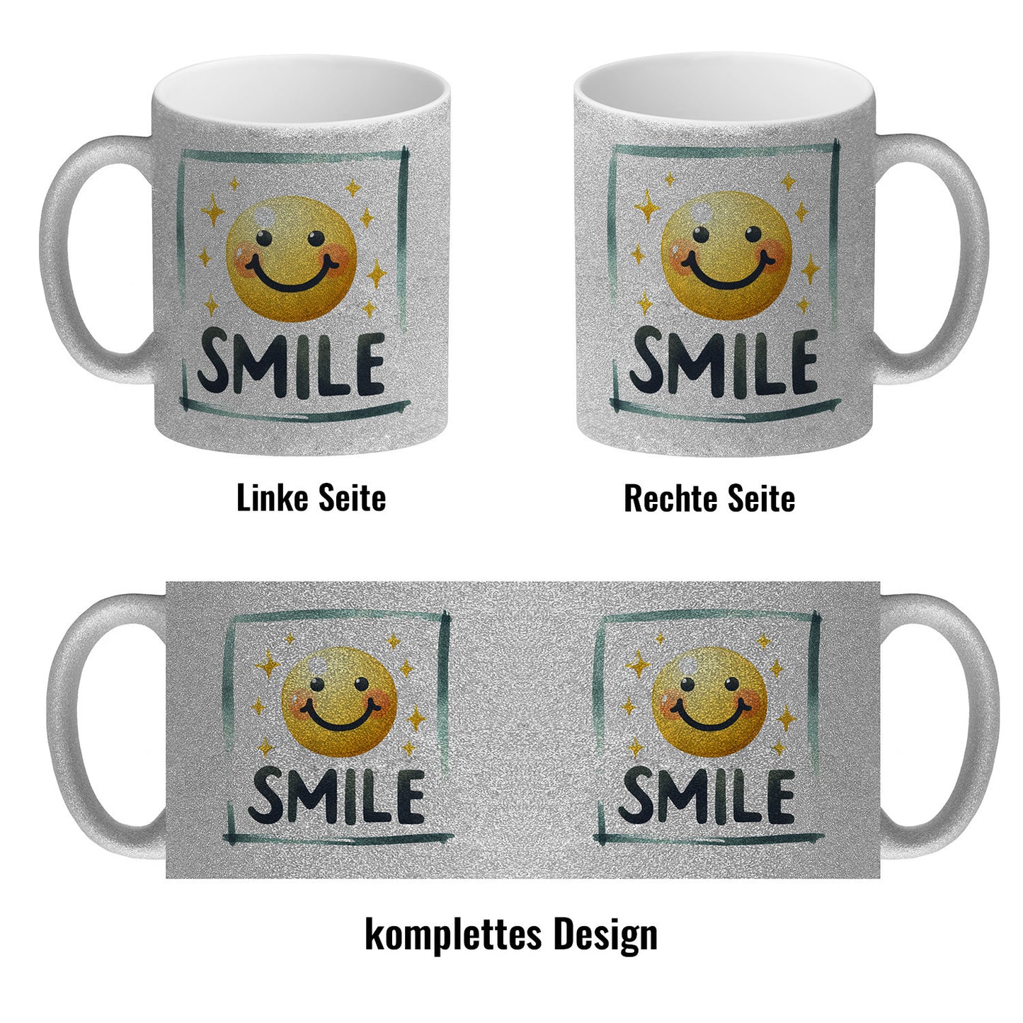 Smile Emoticon Glitzer-Kaffeebecher