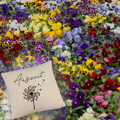 Pusteblume Kissen mit Leinenoptik mit Spruch Auszeit