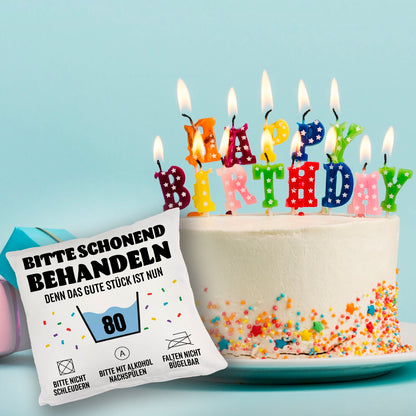 Bitte schonend behandeln - 80. Geburtstag Kuschelkissen