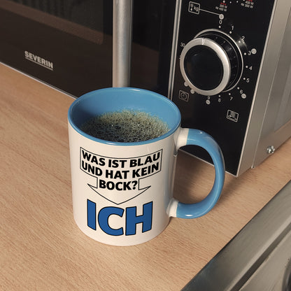 Was ist blau und hat kein Bock? - ICH Kaffeebecher Hellblau