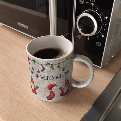 Frohe Weihnachten Glitzer-Glitzer-Kaffeebecher mit Weihnachtsmann Motiv