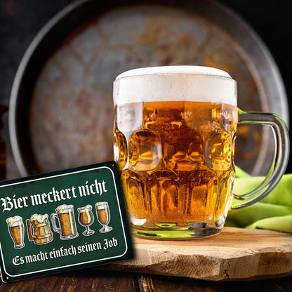 Metallschild XL mit Bier Motiv und Spruch: Bier meckert nicht - es macht ...