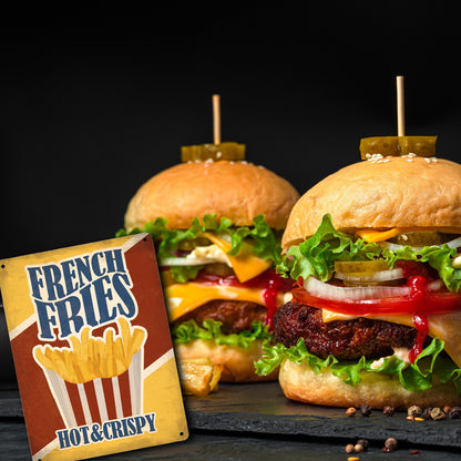 Metallschild XL mit American Diner Classics - French Fries Motiv