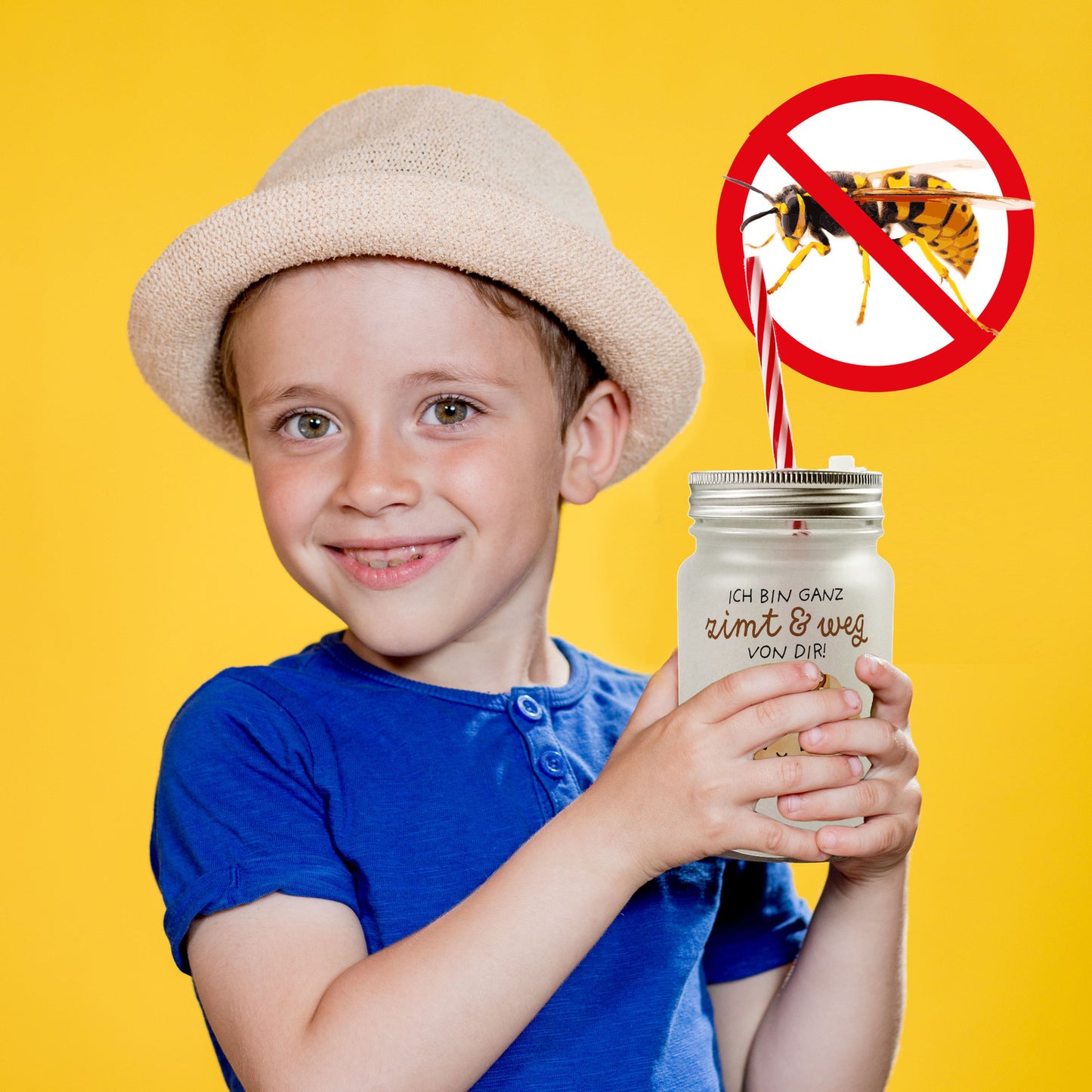 Zimtschnecke Mason Jar Henkel Trinkglas mit Deckel mit Spruch Ich bin ganz Zimt & weg von dir