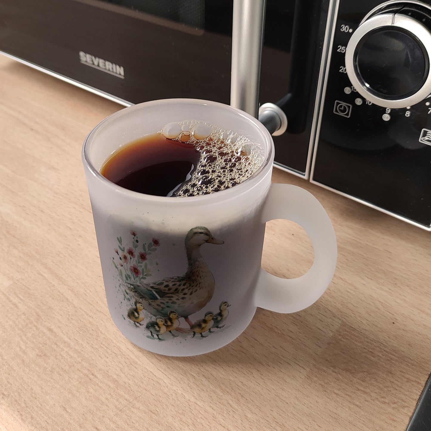 Ente mit Küken Glas Tasse