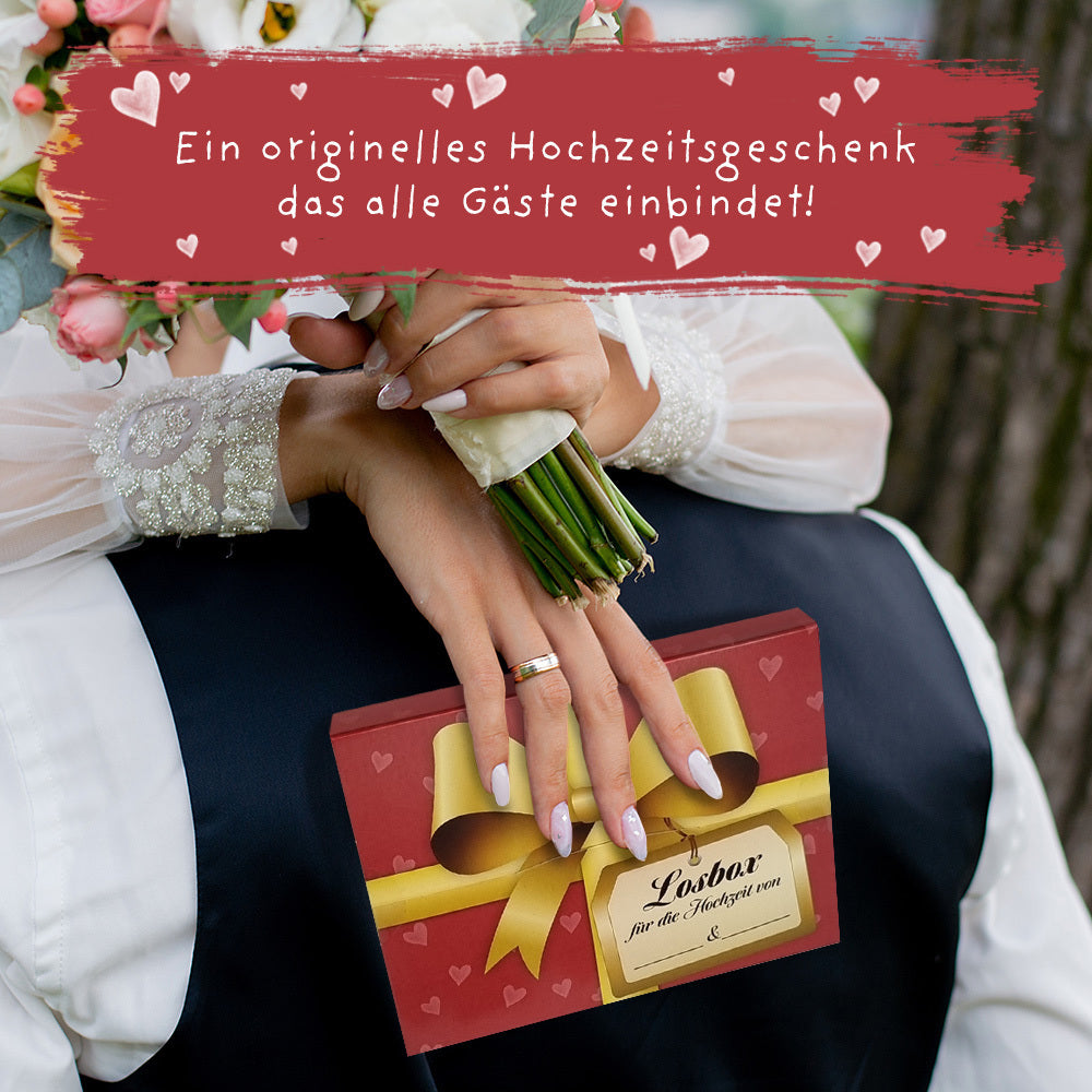 Losbox für die Hochzeit mit 50 Losen - das Hochzeitsspiel