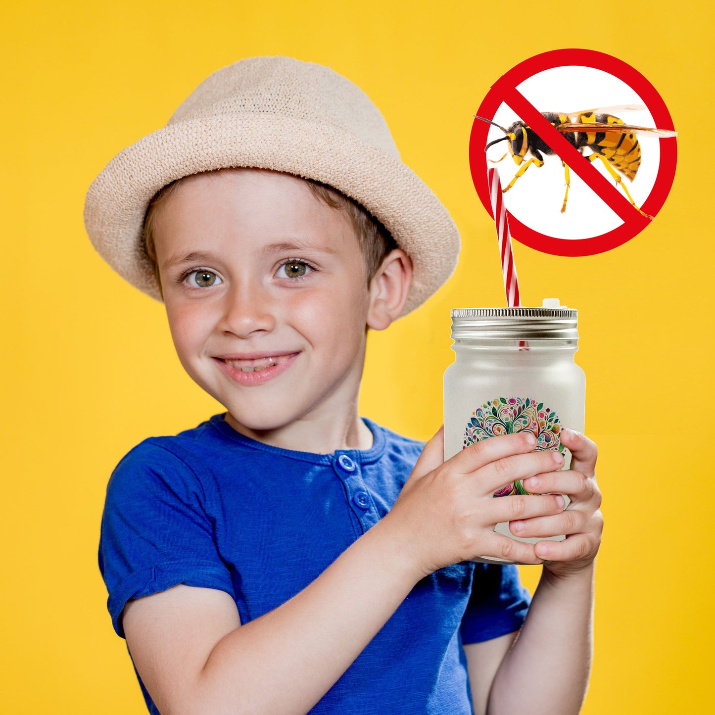 Lebensbaum Mason Jar Henkel Trinkglas mit Deckel