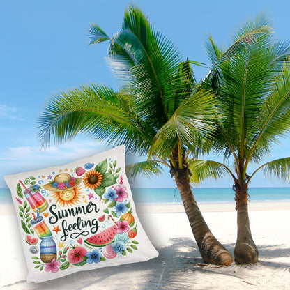 Sonne und Sommer Kuschelkissen mit Spruch Summer feeling