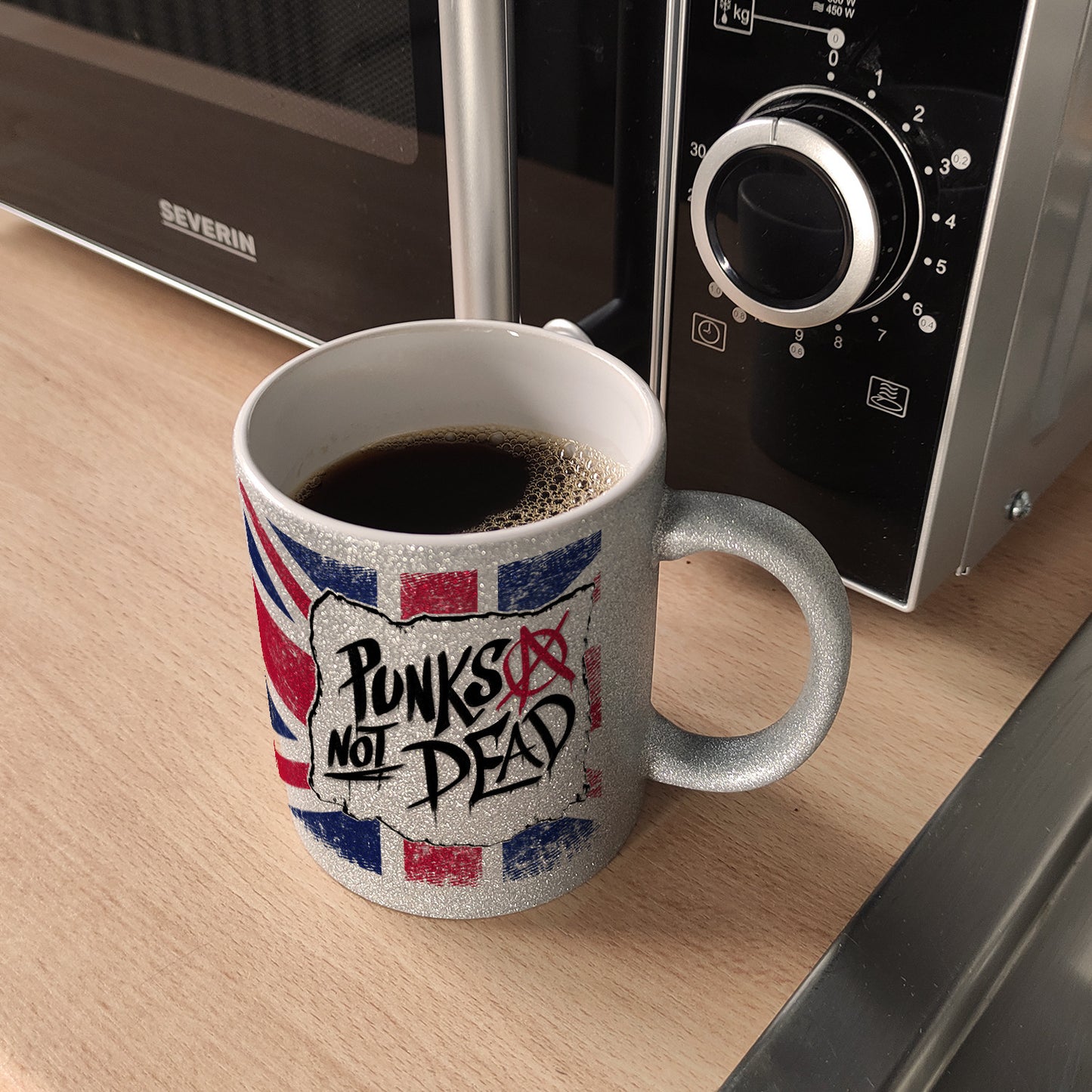 Punks not Dead Union Jack Glitzer-Kaffeebecher