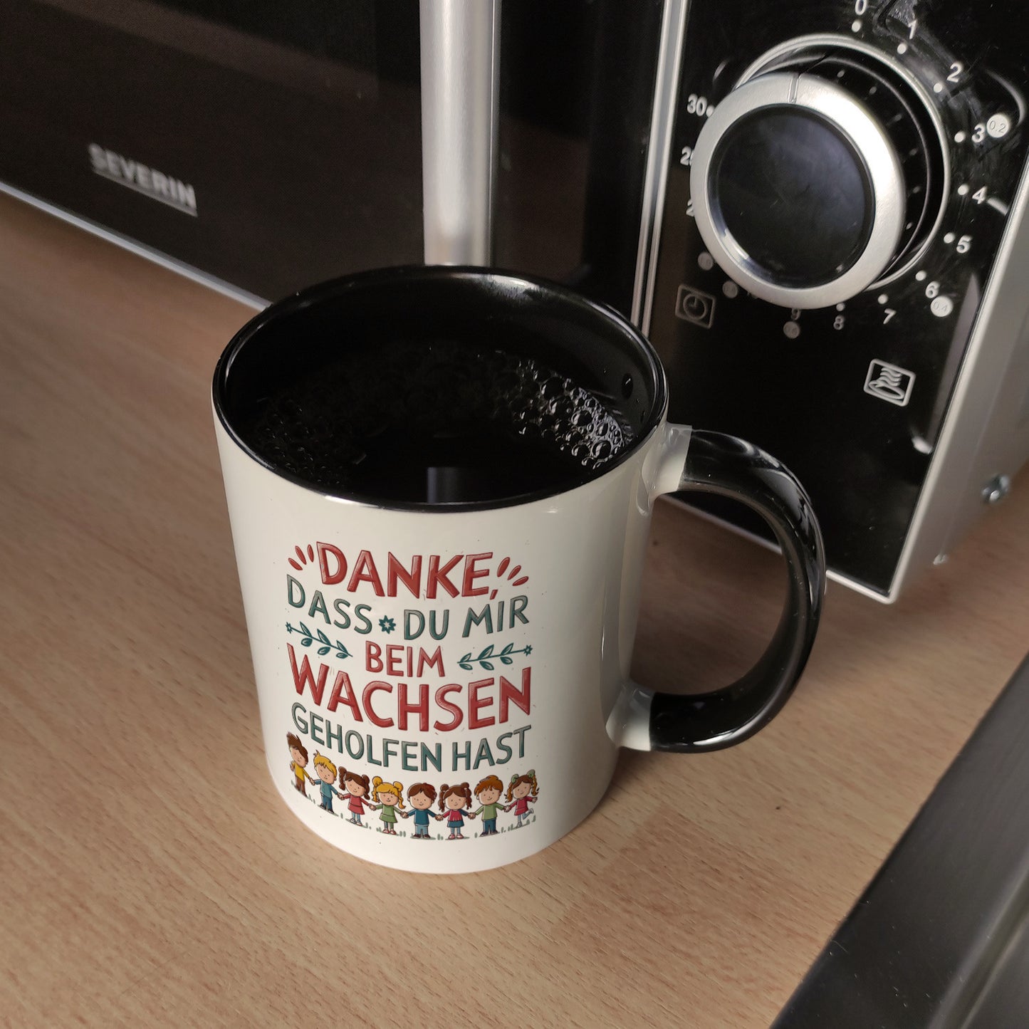 Danke, dass du mir beim Wachsen geholfen hast Kaffeebecher in schwarz