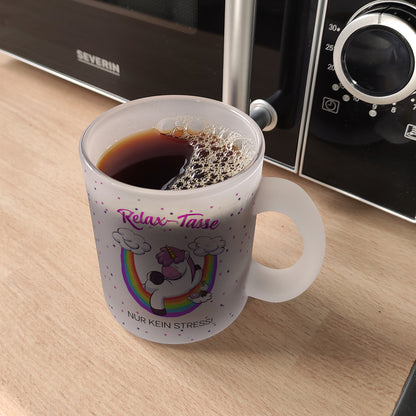 Relax-Tasse Einhorn mit Regenbogen Glas Tasse