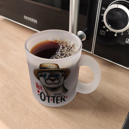 Otter mit Sonnenbrille und Strohhut Glas Tasse mit Spruch Hot Hotter Otter