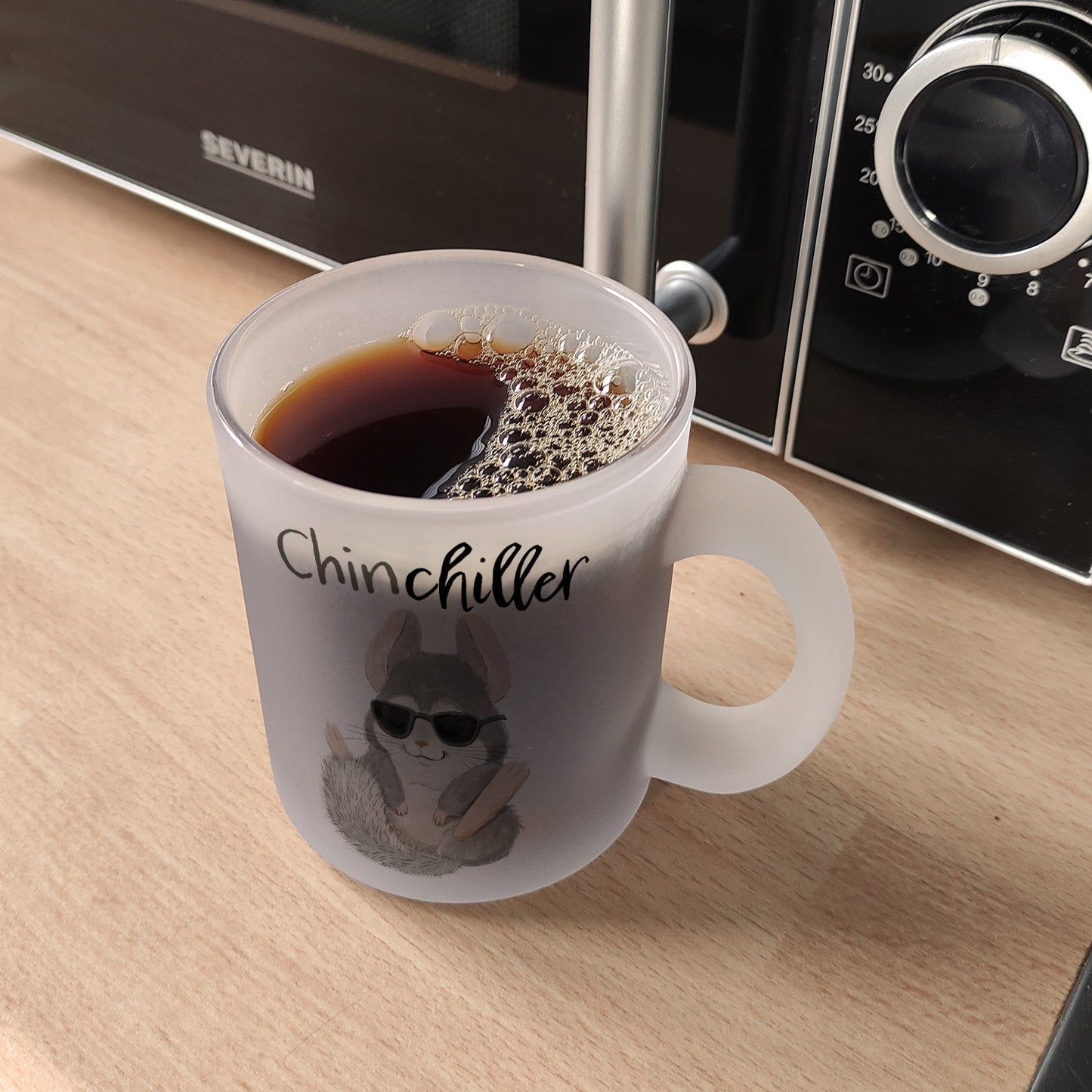 Chinchilla Glas Tasse mit Spruch Chinchiller