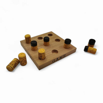 Gesellschaftsspiel Tic Tac Toe Wein Brettspiel aus Holz und Kork