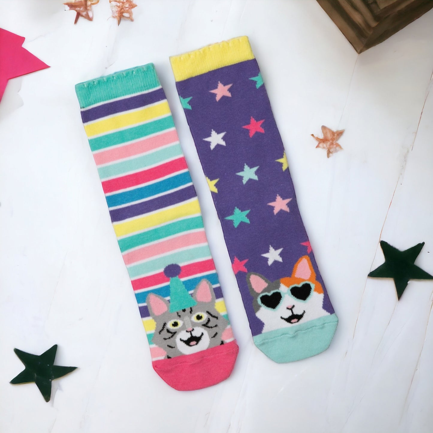 Kitten Heels Oddsocks Socken Geschenke für Frauen Katzen Strümpfe in 30-38 im 6er-Set