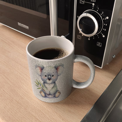 Sitzender Koala Glitzer-Kaffeebecher