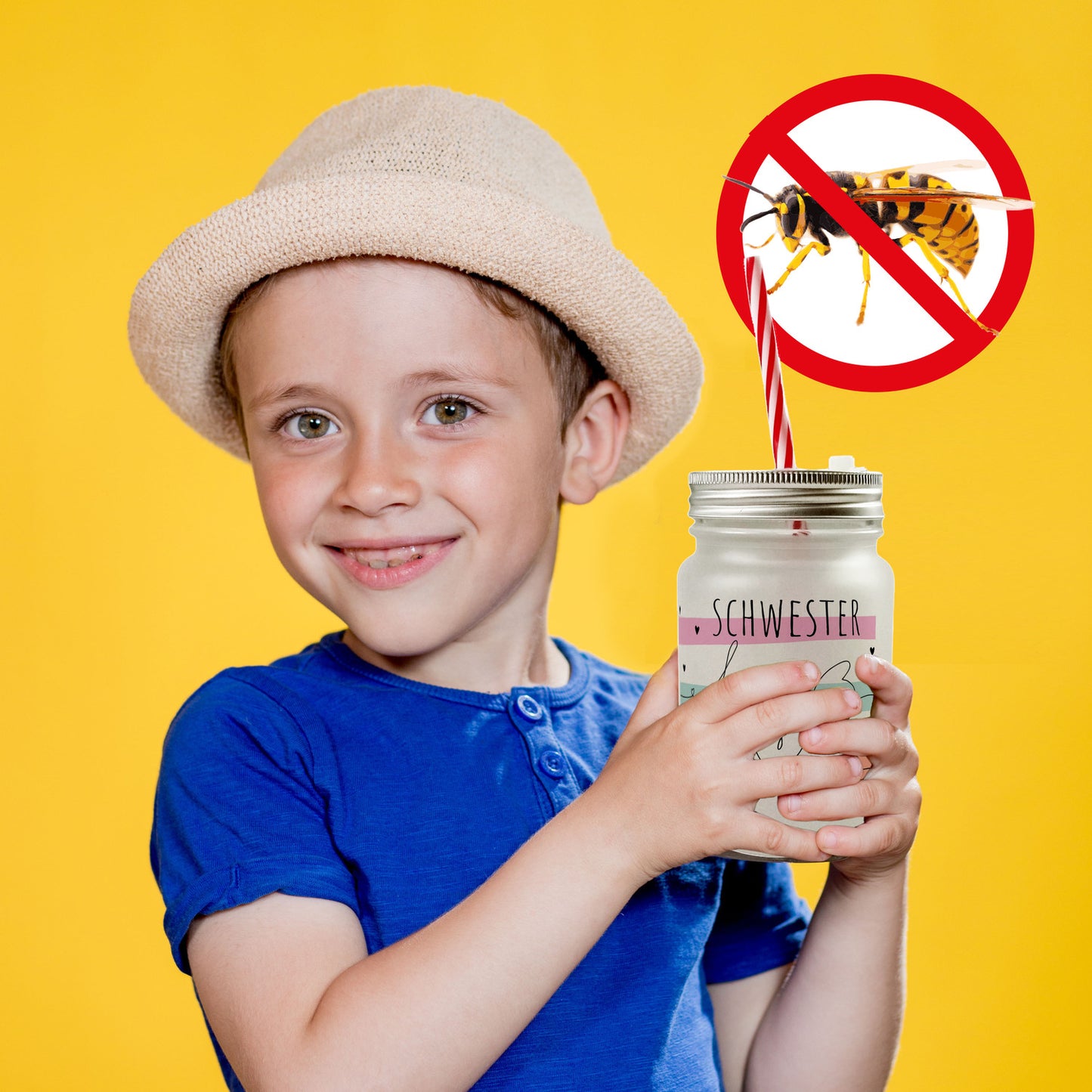 Herzen Mason Jar Henkel Trinkglas mit Deckel mit Spruch Schwesterherz