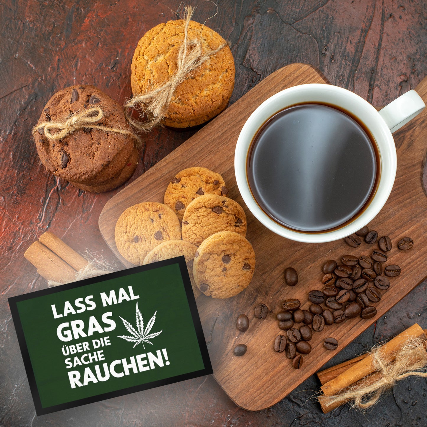 Lass mal Gras rauchen Fußmatte XL in 40x60 cm mit Cannabisblatt