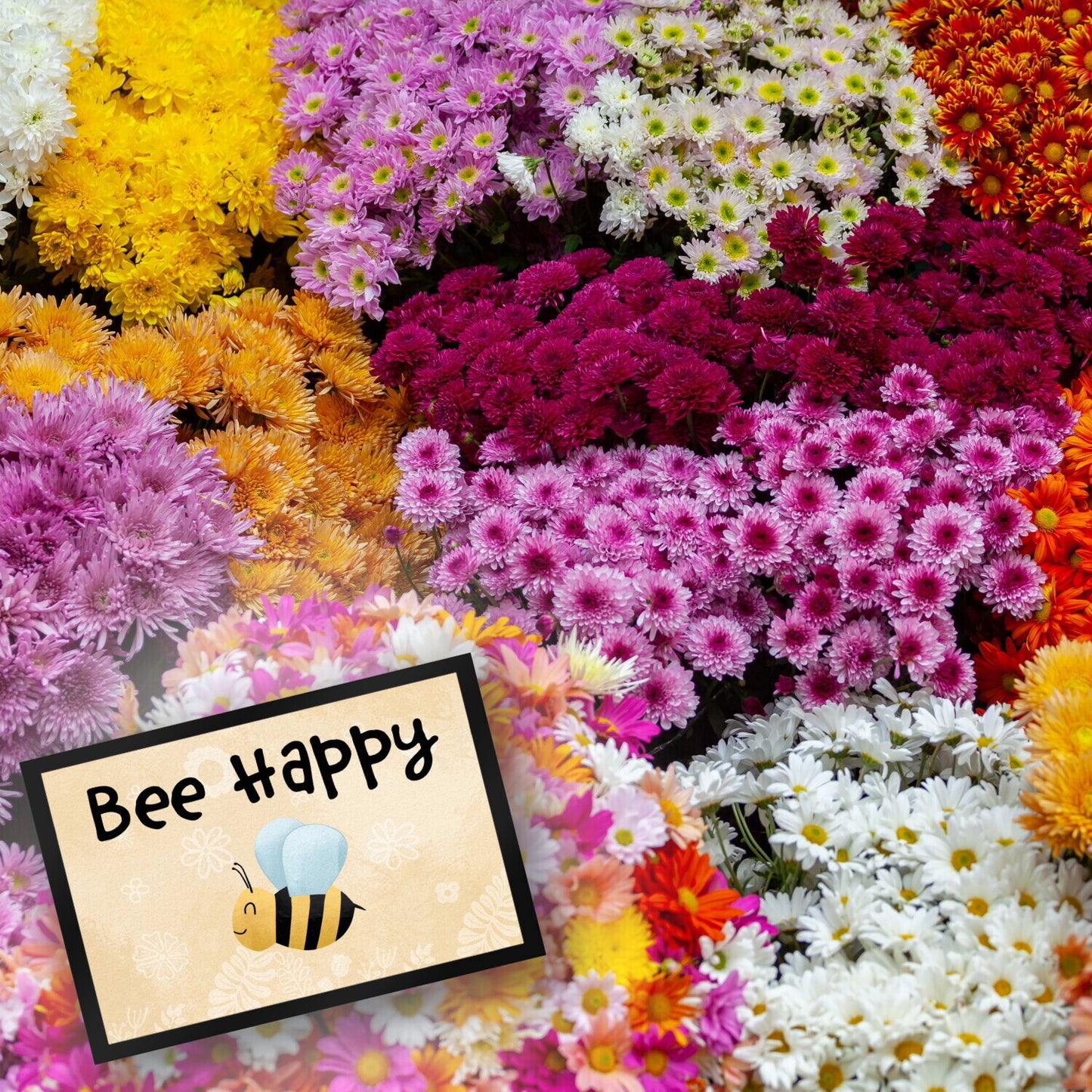 Bee Happy lustige Fußmatte XL in 40x60 cm mit glücklicher Biene