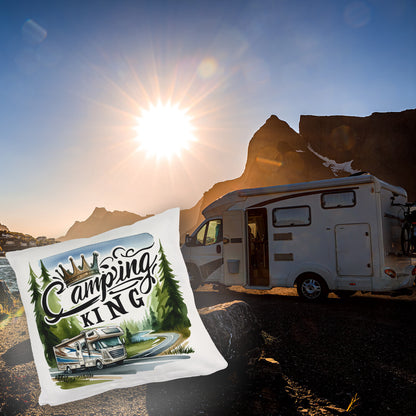 Camping King mit Wohnmobil Kuschelkissen mit Spruch Camping King