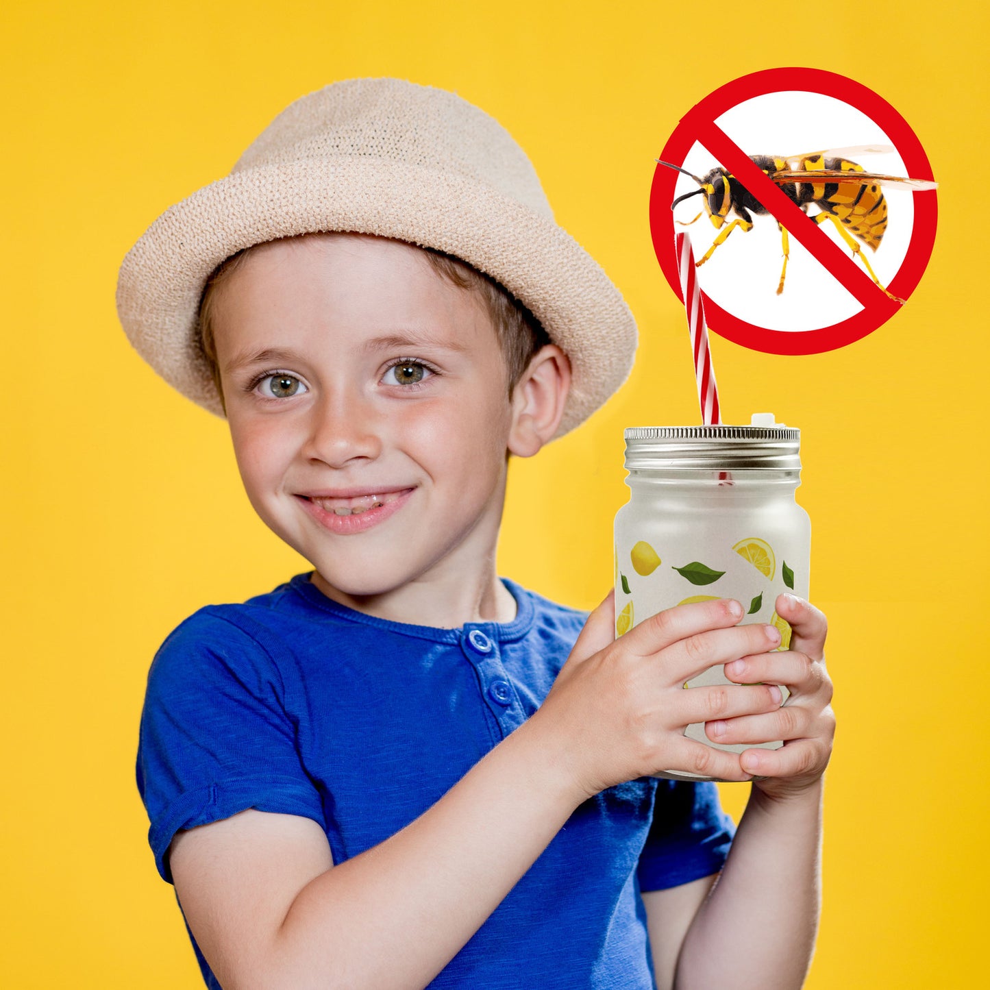 Zitronen Mason Jar Henkel Trinkglas mit Deckel