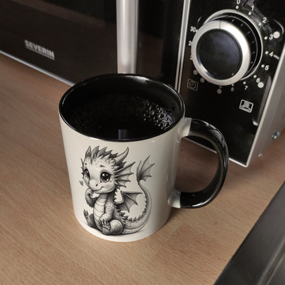 Niedlicher Drache Kaffeebecher in schwarz