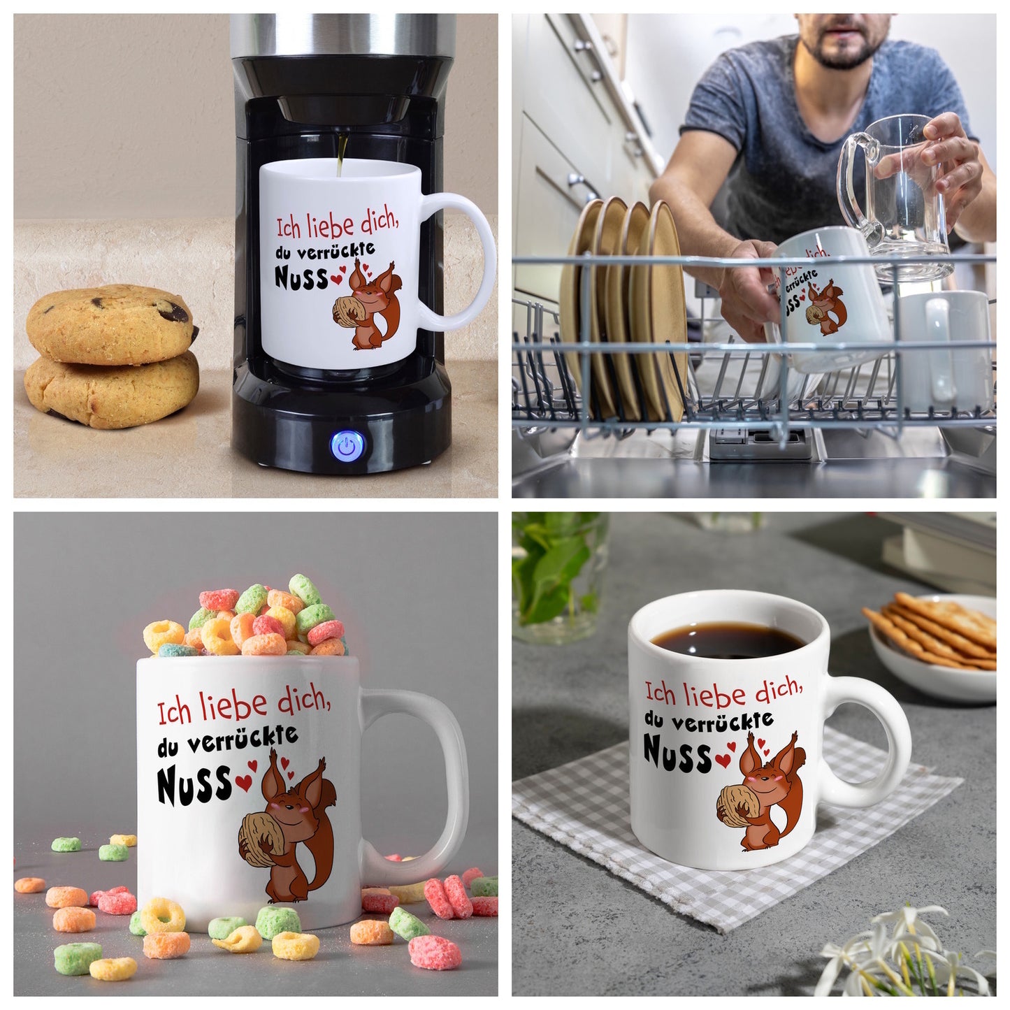 Ich liebe dich verrückte Nuss Kaffeebecher mit süßem Eichhörnchen