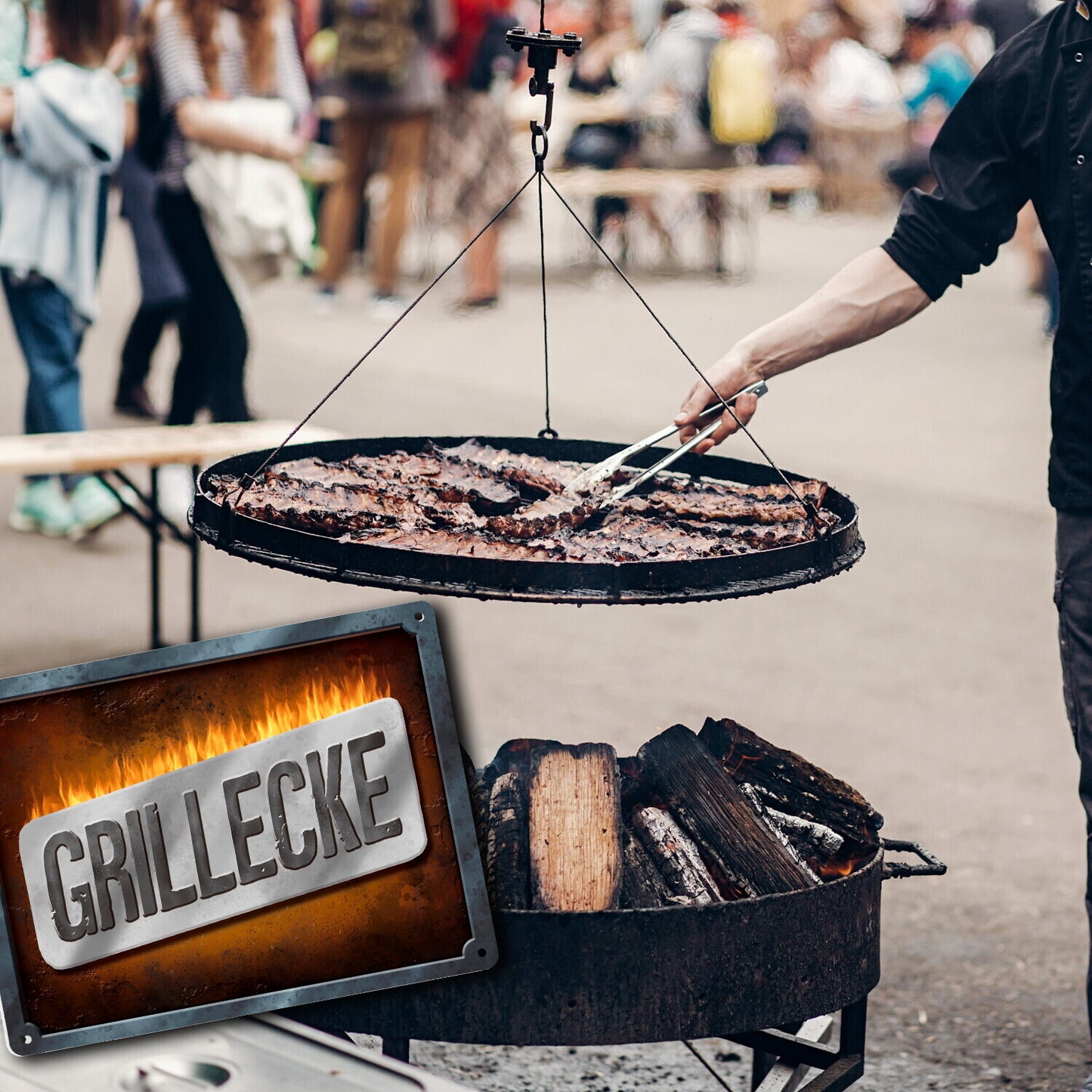 Metallschild XL mit Spruch: Grillecke